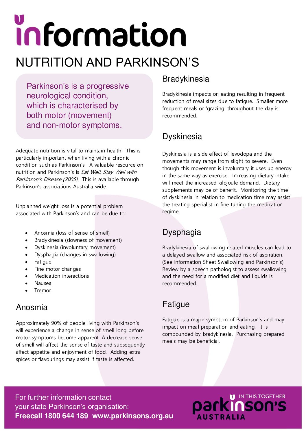 FactSheet2.3NutritionandParkinsons Parkinsons NSW