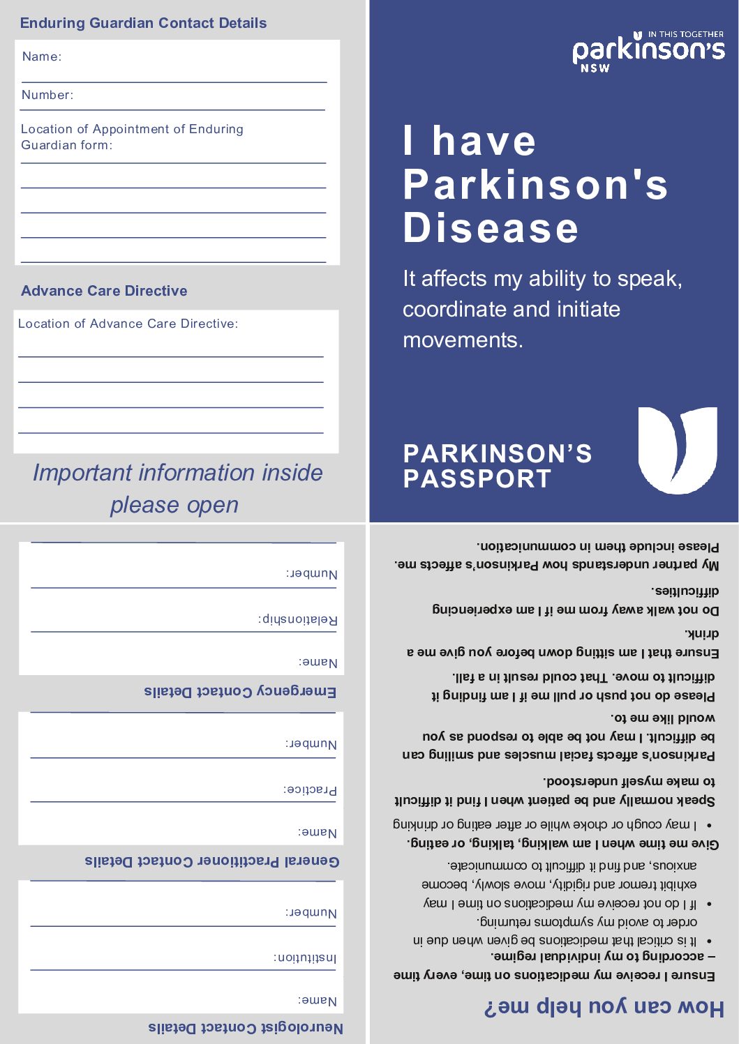 Parkinsons Passport | Parkinsons NSW