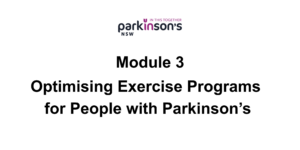 Optimising exercise programs for people with Parkinson's