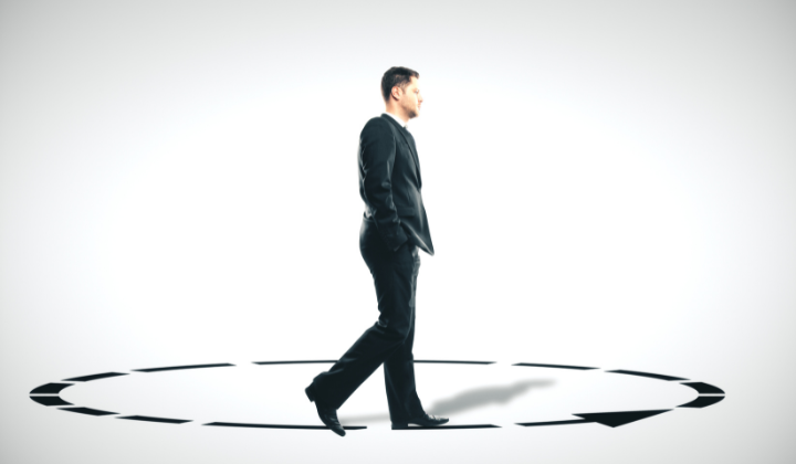 Man walking in circle