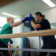 Two people boxing